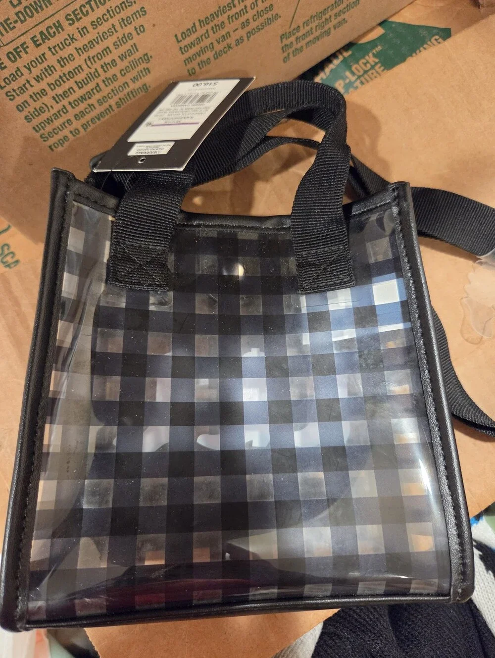 Black Plaid Crossbody Bag with Red Cowboy Boots
